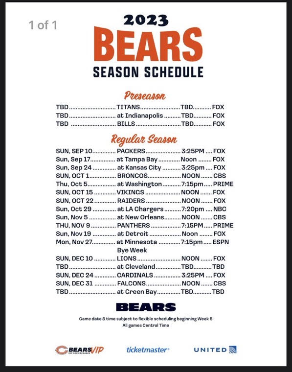 Da Bears Blog | A Few Thoughts On The 2023 Chicago Bears Schedule